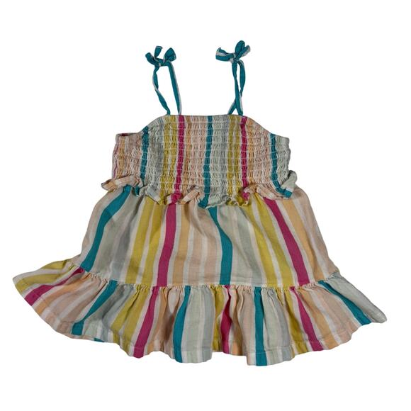 Tucker and Tate Summer Dress Girls 9 Months Colorful Stripes Adjustable Ties - Picture 1 of 4
